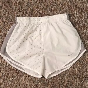 white and grey star nike tempo shorts